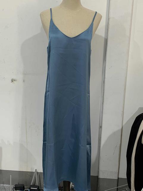 V-Neck Sleeveless Satin Dress