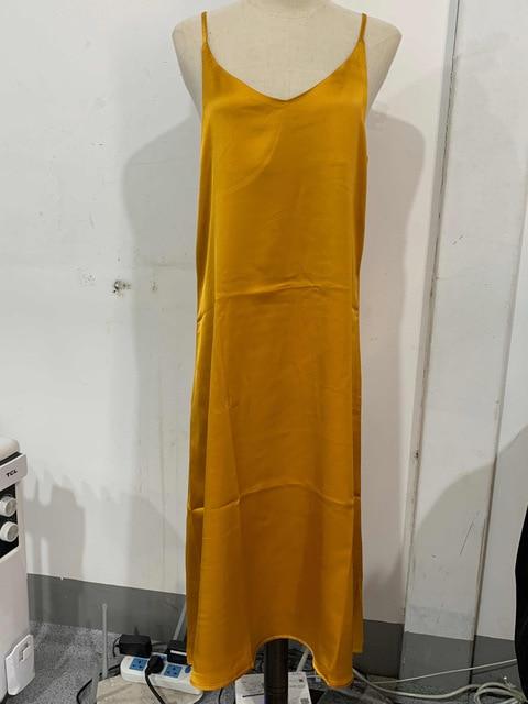 V-Neck Sleeveless Satin Dress - Stylesma