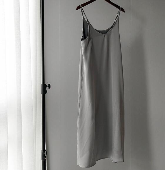 V-Neck Sleeveless Satin Dress