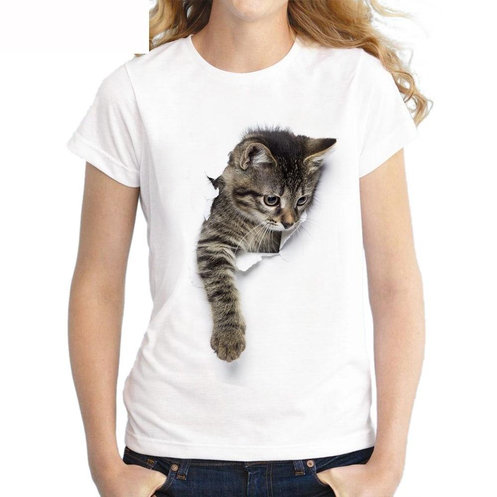 Enchanted 3D Cat Print Casual Short Sleeve T-Shirt - Stylesma