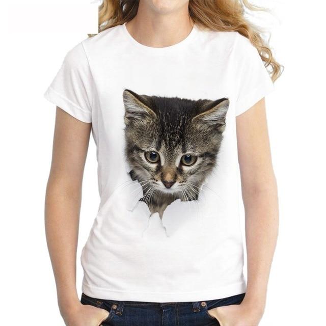 Enchanted 3D Cat Print Casual Short Sleeve T-Shirt