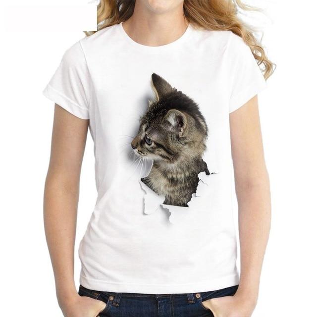 Enchanted 3D Cat Print Casual Short Sleeve T-Shirt