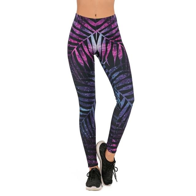 Fluorescent Tree Branch Printed High Waist Leggings