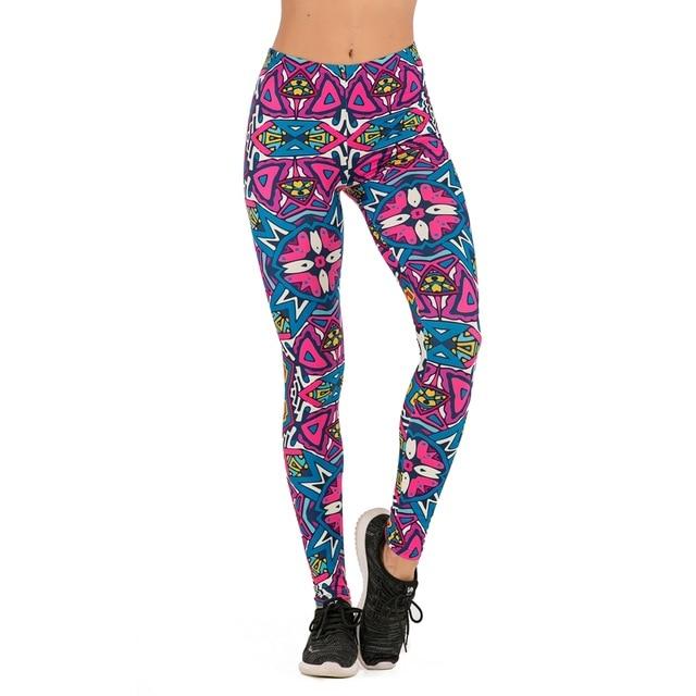 Fluorescent Tree Branch Printed High Waist Leggings