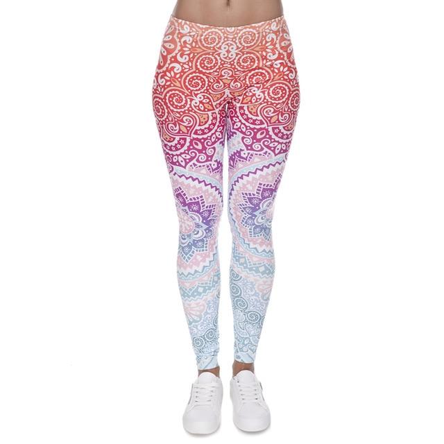 Slim High Waist Ombre Printing Aztec Legging
