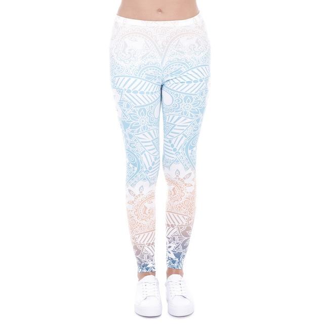 Slim High Waist Ombre Printing Aztec Legging