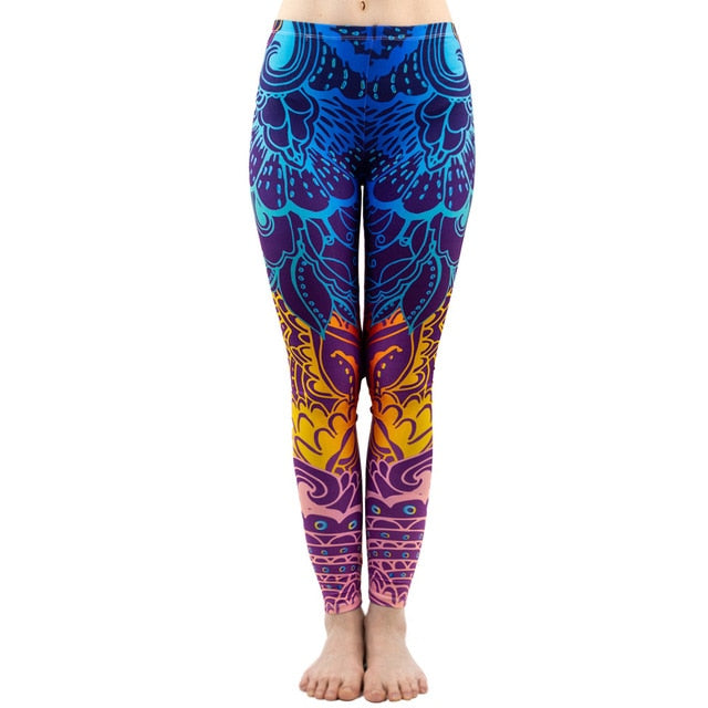 Slim High Waist Ombre Printing Aztec Legging