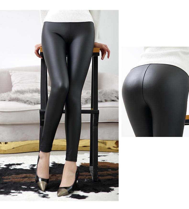 High Waist Black Leather Leggings - Stylesma