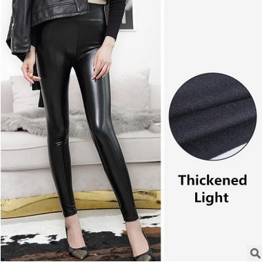 High Waist Black Leather Leggings