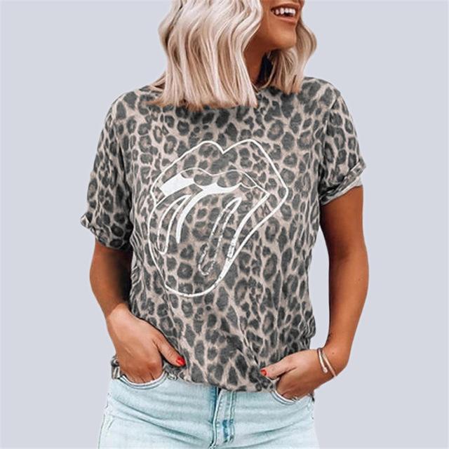 Leopard Short Sleeve Cotton T-shirt