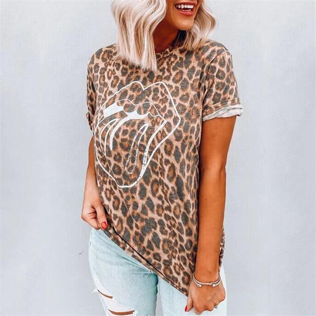 Leopard Short Sleeve Cotton T-shirt - Stylesma