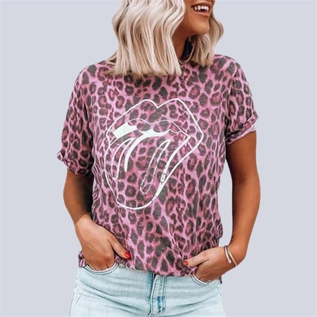 Leopard Short Sleeve Cotton T-shirt