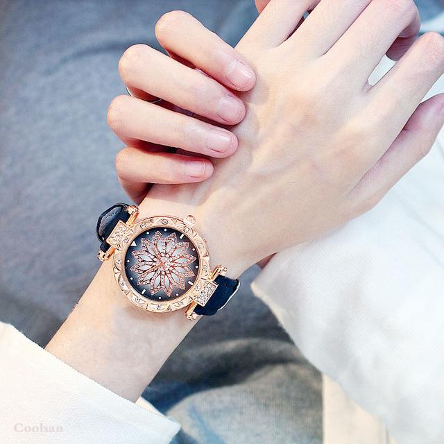 Casual Leather Quartz Bracelet set Wristwatch