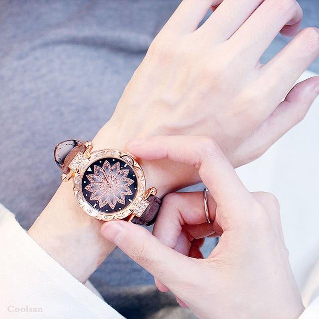 Casual Leather Quartz Bracelet set Wristwatch