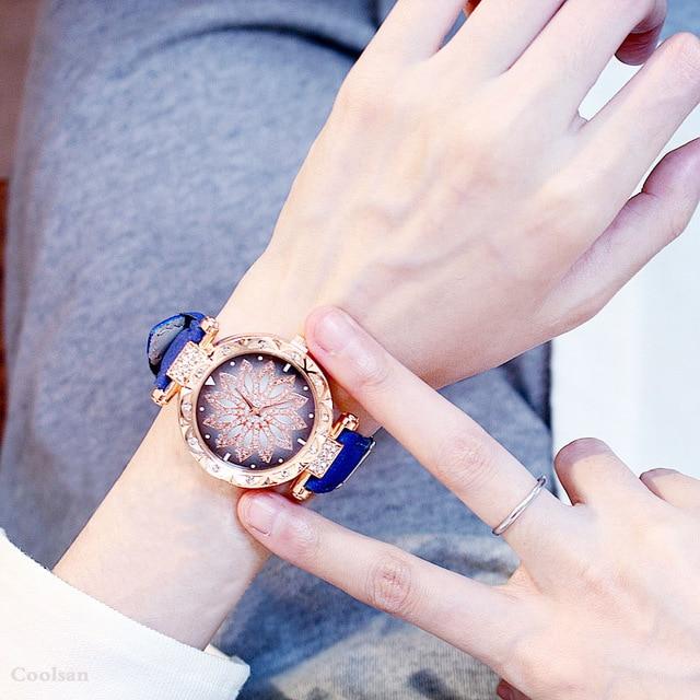 Casual Leather Quartz Bracelet set Wristwatch
