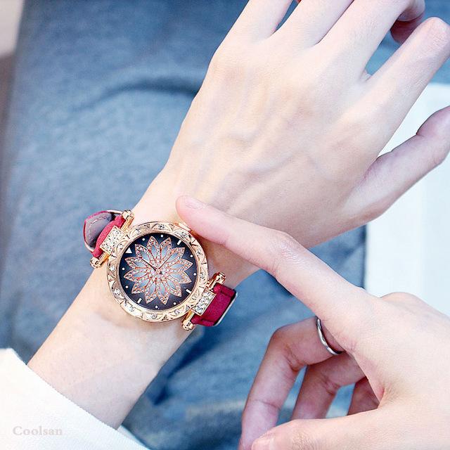 Casual Leather Quartz Bracelet set Wristwatch
