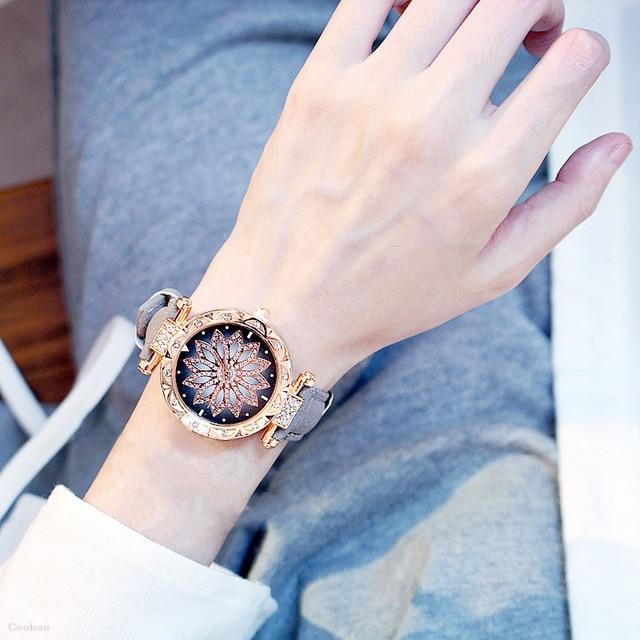 Casual Leather Quartz Bracelet set Wristwatch