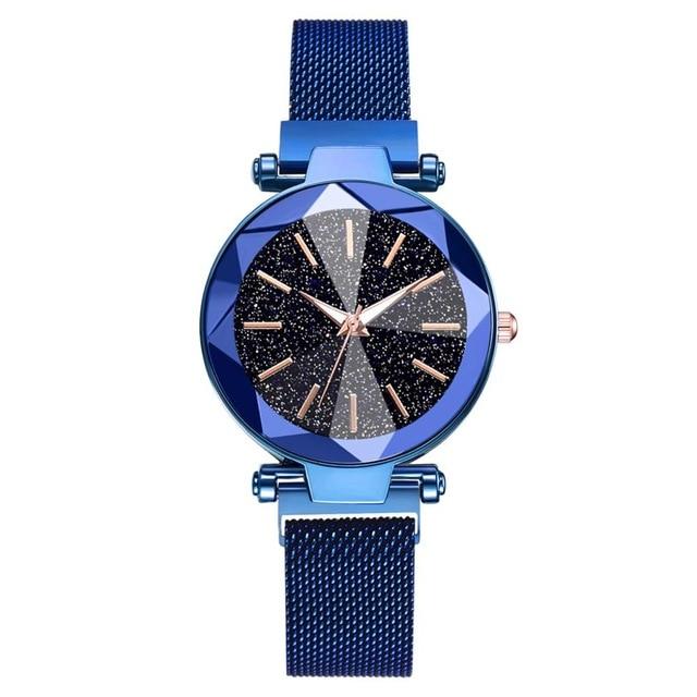 Stainless Steel Mesh Crystal Analog Quartz Wristwatch