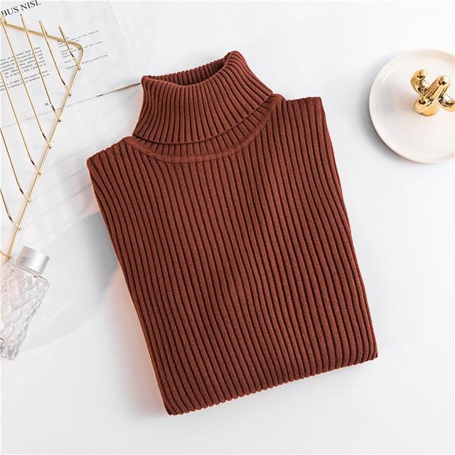 Casual Soft polo-neck Knitted Turtleneck Sweater