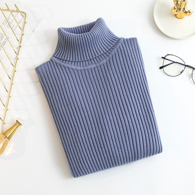 Casual Soft polo-neck Knitted Turtleneck Sweater