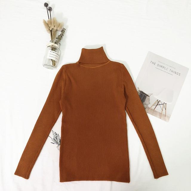 Knitted Cotton Pullover Turtleneck Sweater