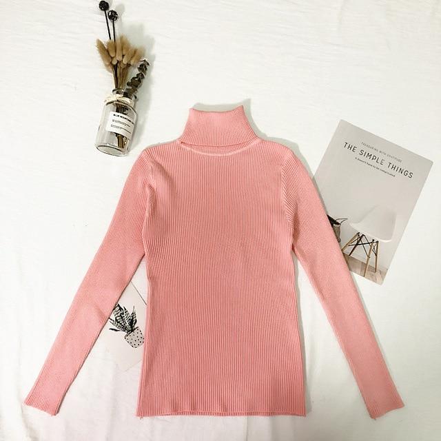 Knitted Cotton Pullover Turtleneck Sweater