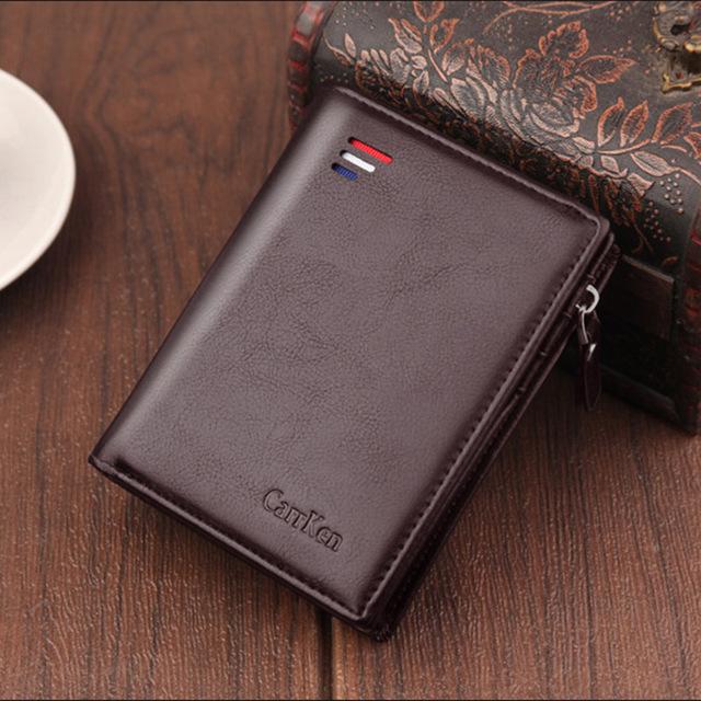 Luxury Leather Short Wallet With Coin Pocket