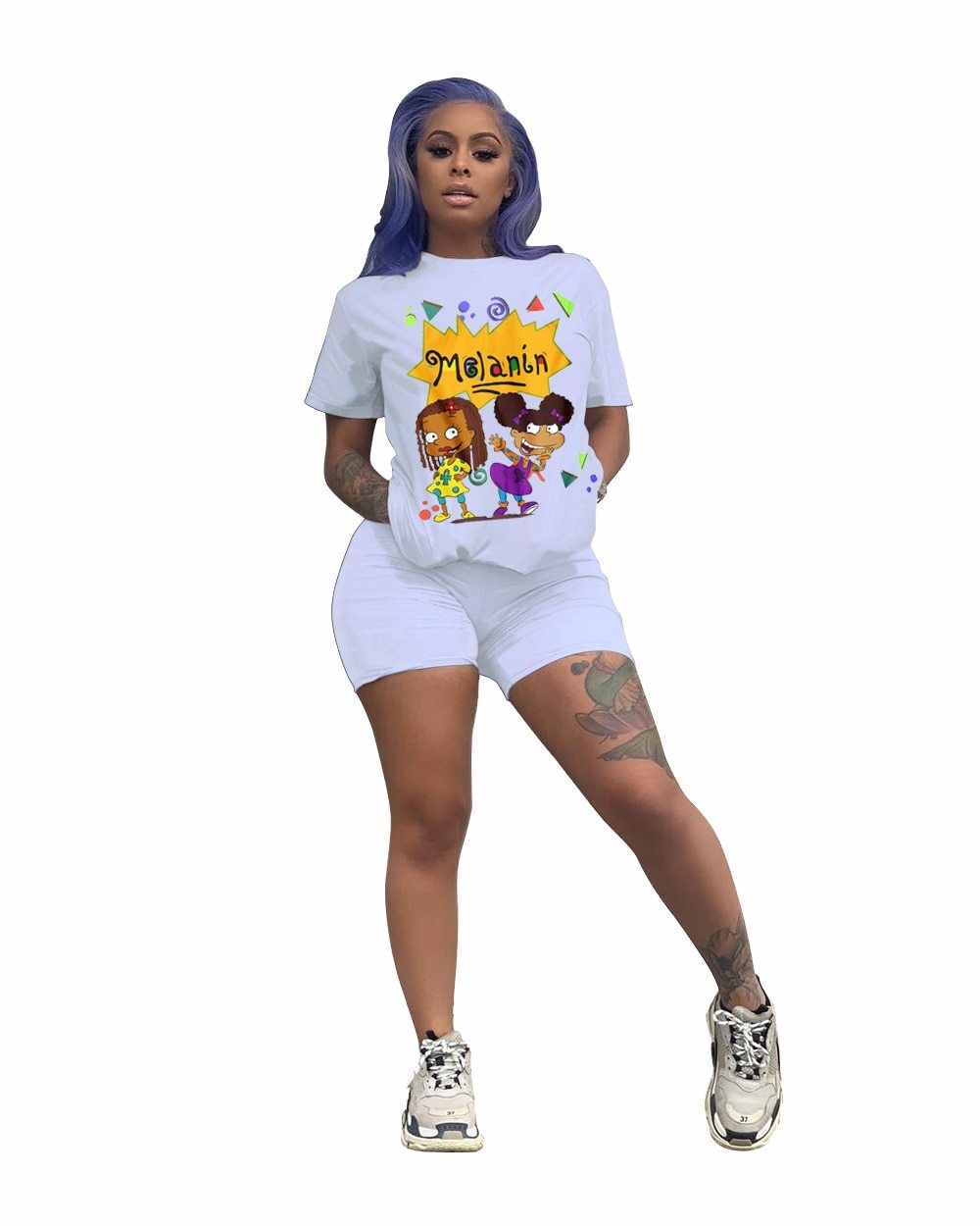 Summer Two Piece Fitness Biker Shorts Set & Lounge Set - Stylesma