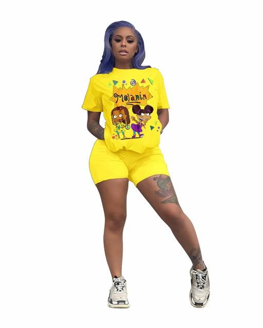 Summer Two Piece Fitness Biker Shorts Set & Lounge Set
