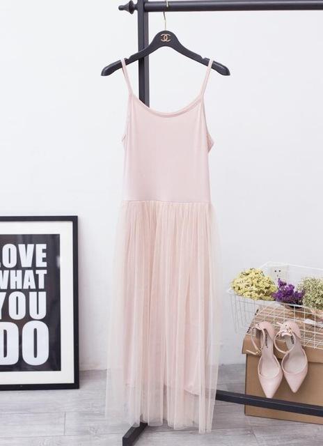 Sleeveless Off Shoulder Loose Mesh Patchwork Dress