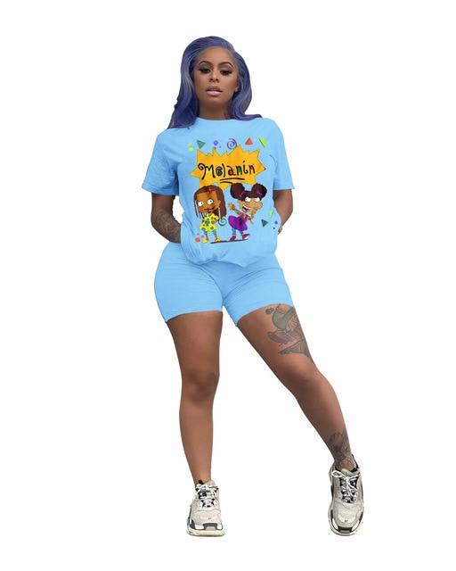 Summer Two Piece Fitness Biker Shorts Set & Lounge Set