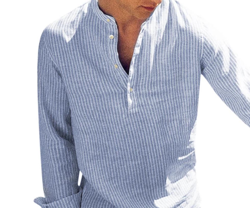 Long Sleeve Striped Cotton Long Sleeve Shirt - Stylesma